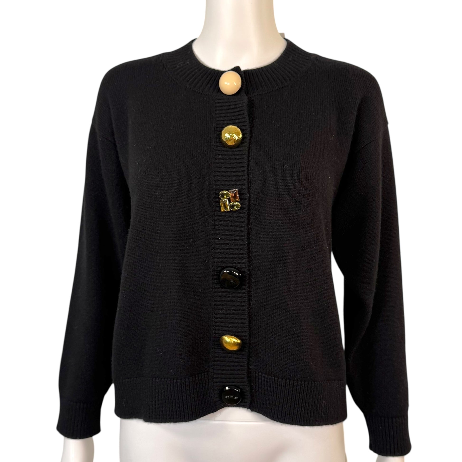 Dolce & Gabbana Black Cashmere Cardigan w/ Mismatched Buttons - Outfit Repeater