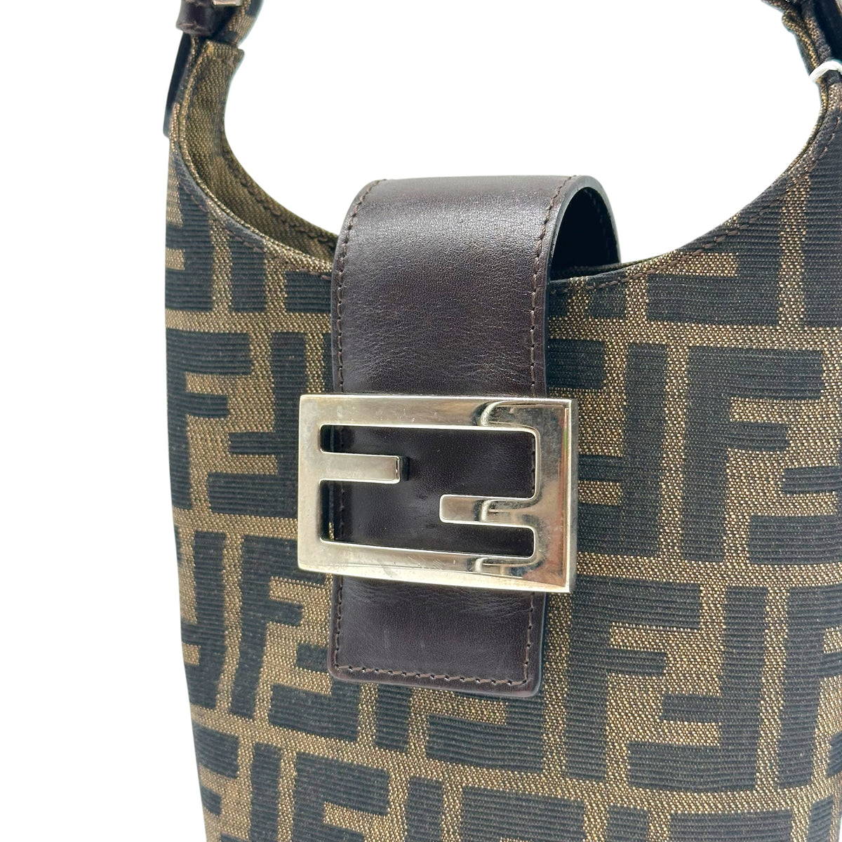 Fendi Small Bucket Shoulder Bag Brown Zucca Monogram