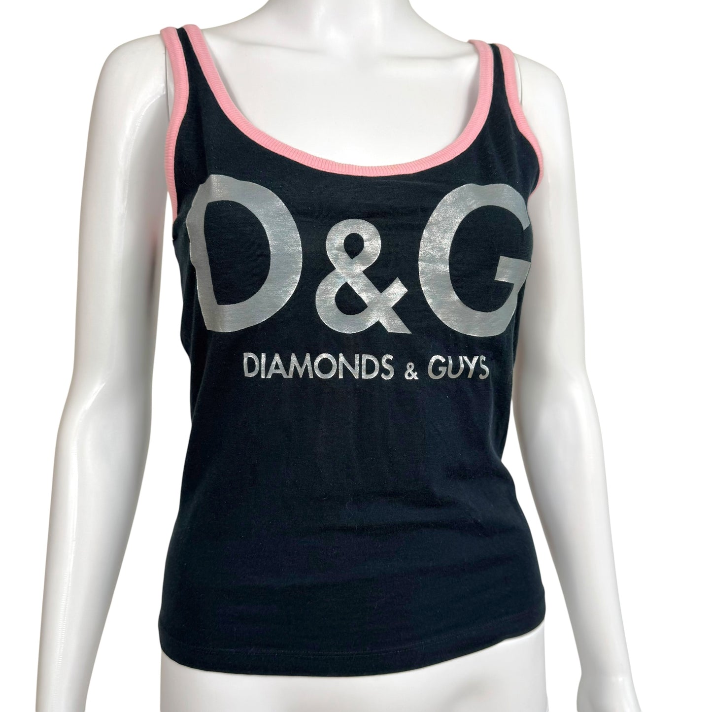 Dolce & Gabbana Black Pink Logo Tank Top