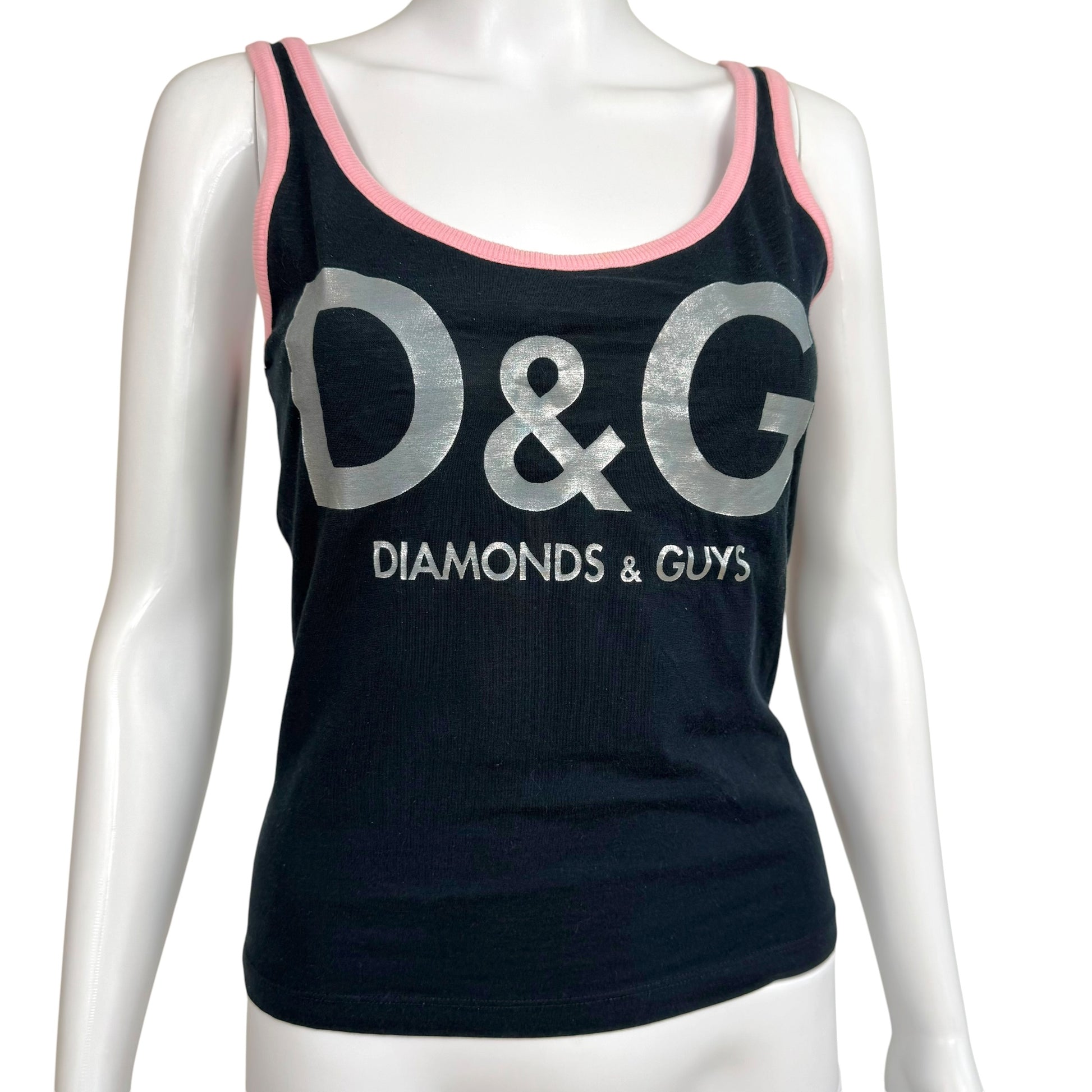 Dolce & Gabbana Black Pink Logo Tank Top