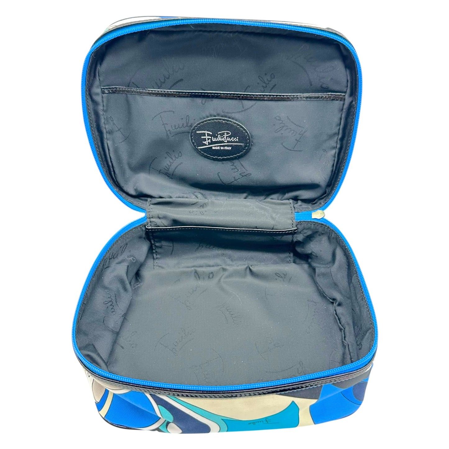 Emilio Pucci Blue Printed Top Handle Mini Vanity Bag