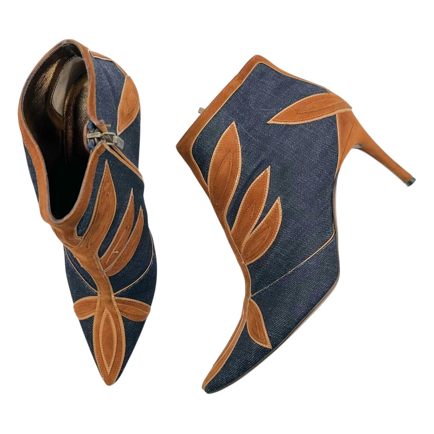 Dolce & Gabbana Denim & Suede Heeled Booties
