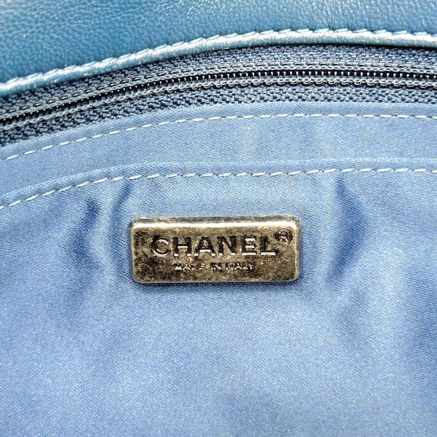 Chanel Medium Flap Bag Silver Blue Sequin Design