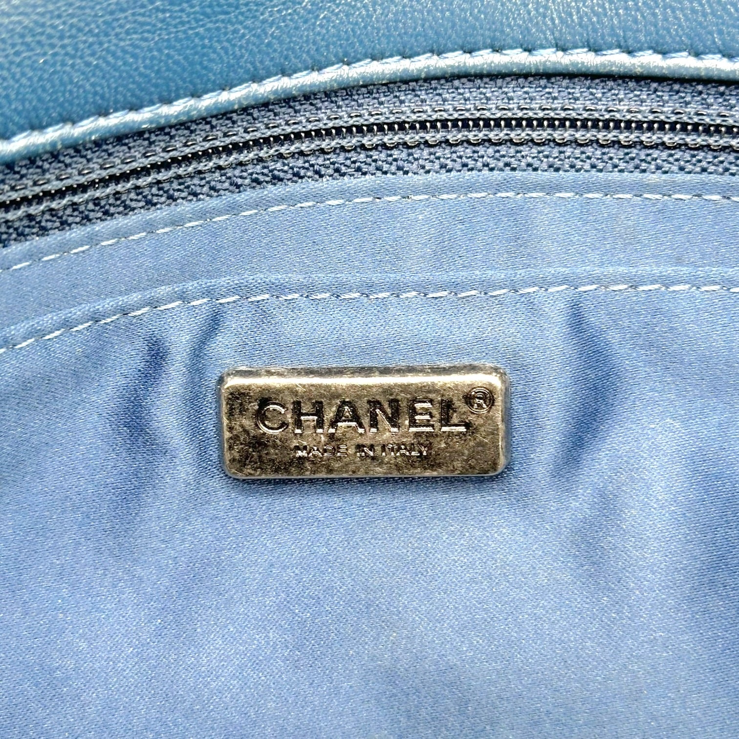 Chanel Medium Flap Bag Silver Blue Sequin Design