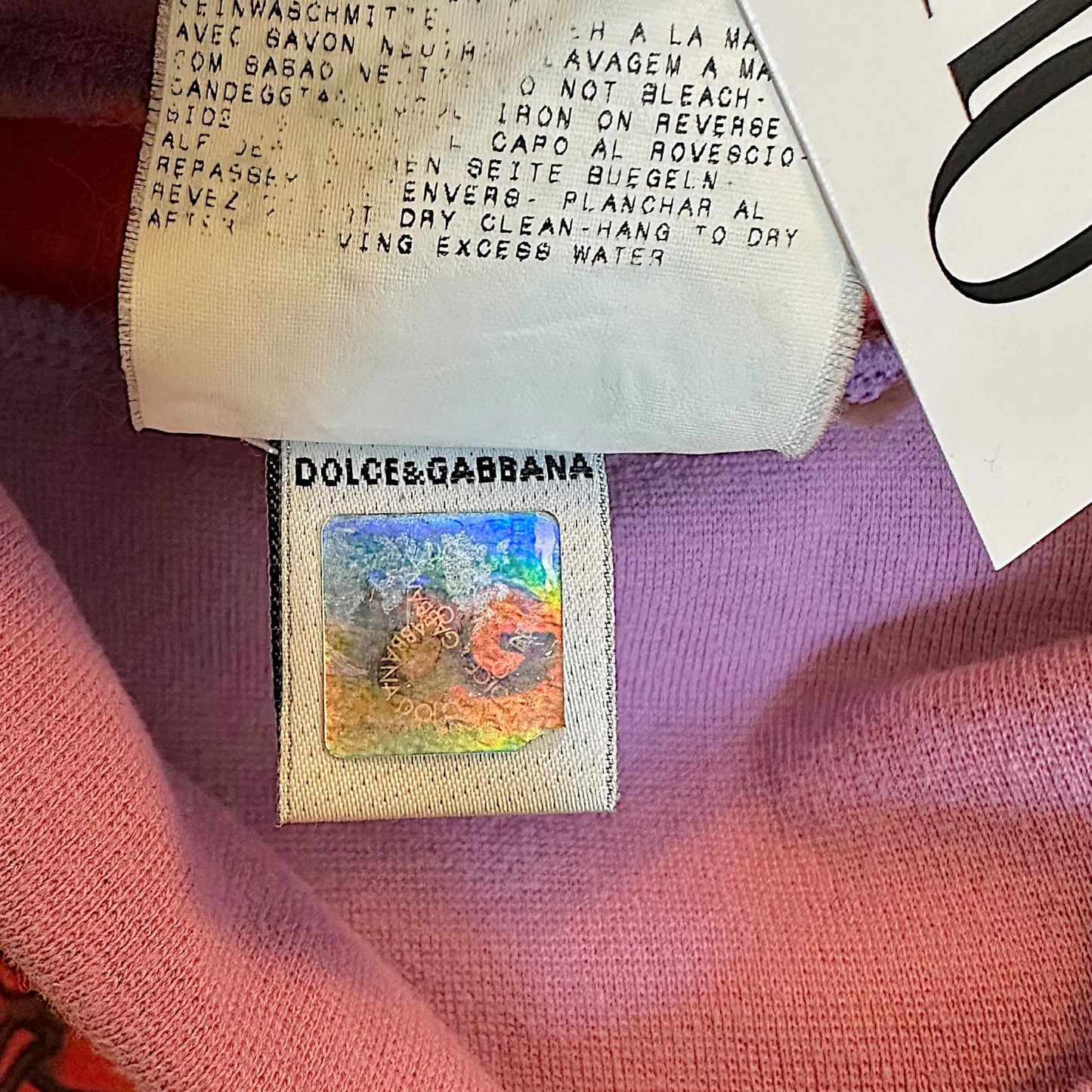 D&G Dolce & Gabbana Purple & Orange Logo Print Off Shoulder T-Shirt