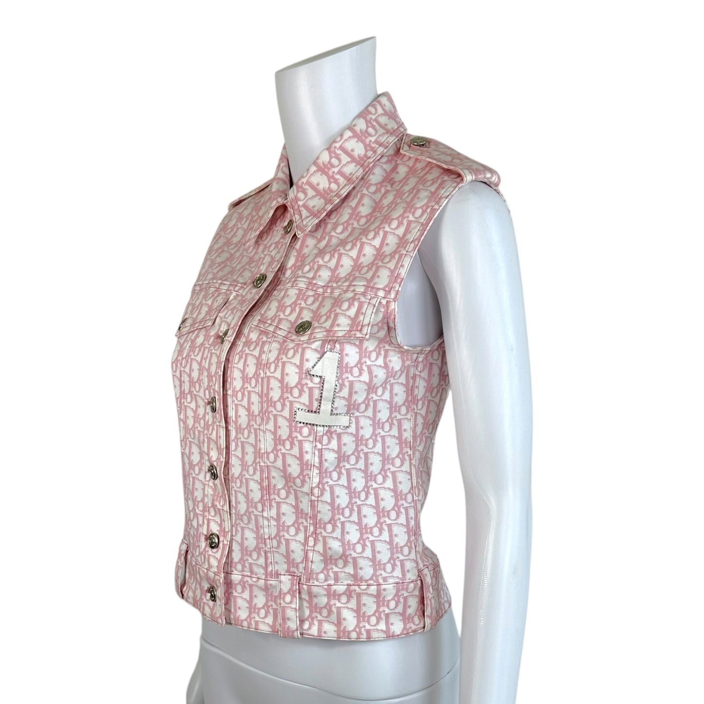 Christian Dior Pink Trotter Monogram Rhinestone Vest
