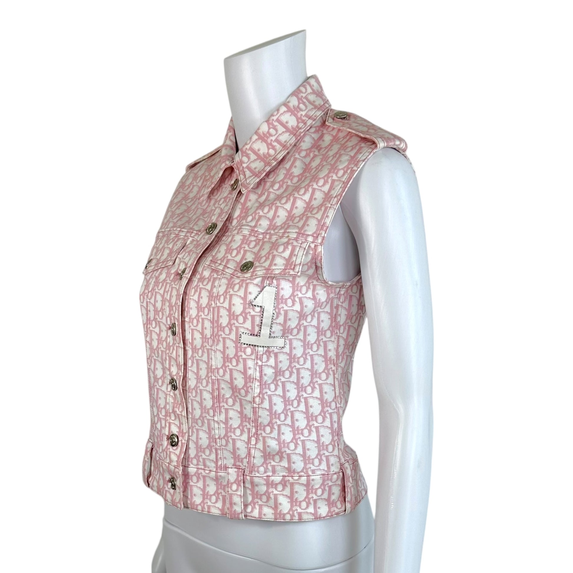 Christian Dior Pink Trotter Monogram Rhinestone Vest