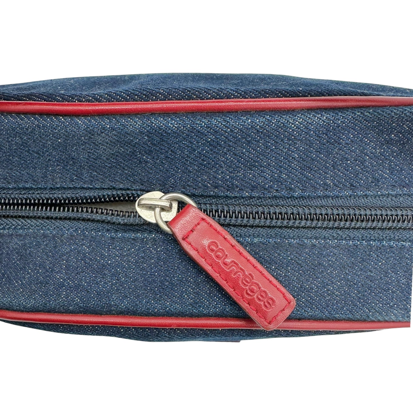 Courreges Denim & Red Leather Trim Mini Bag