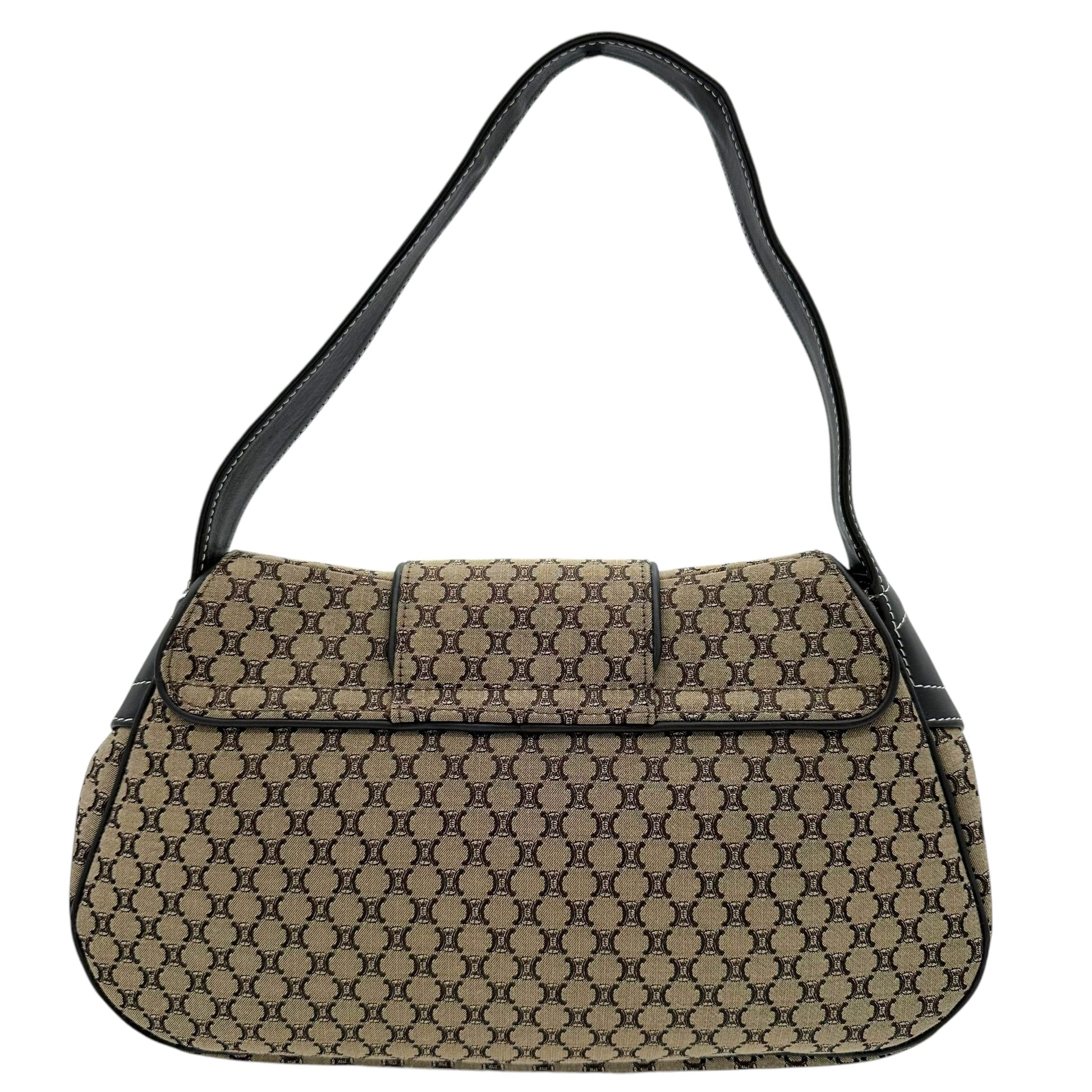 Celine Tan Triomphe Monogram Buckle Shoulder Bag - Outfit Repeater