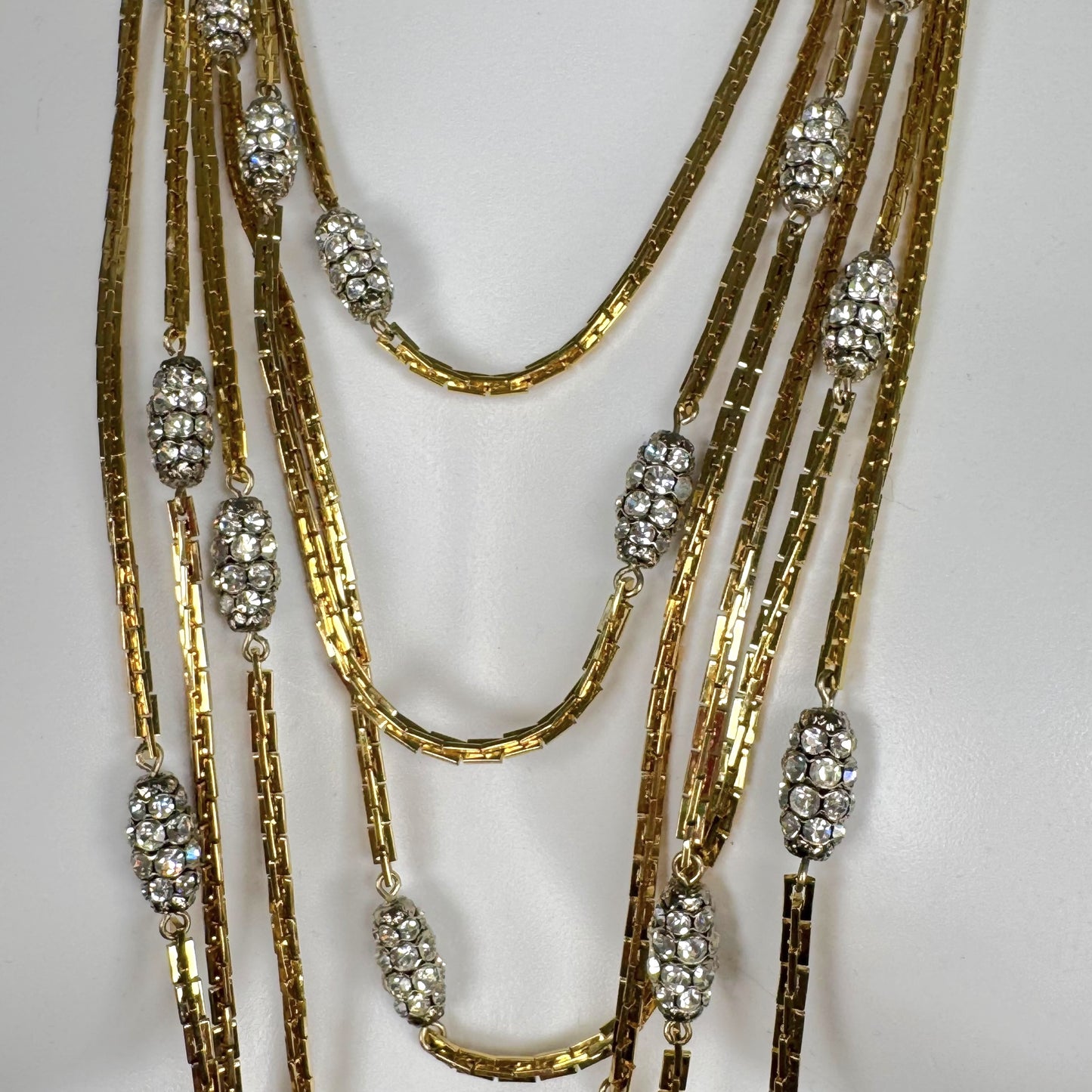 Christian Dior 80's Vintage 6-Strand Gold & Crystal Necklace