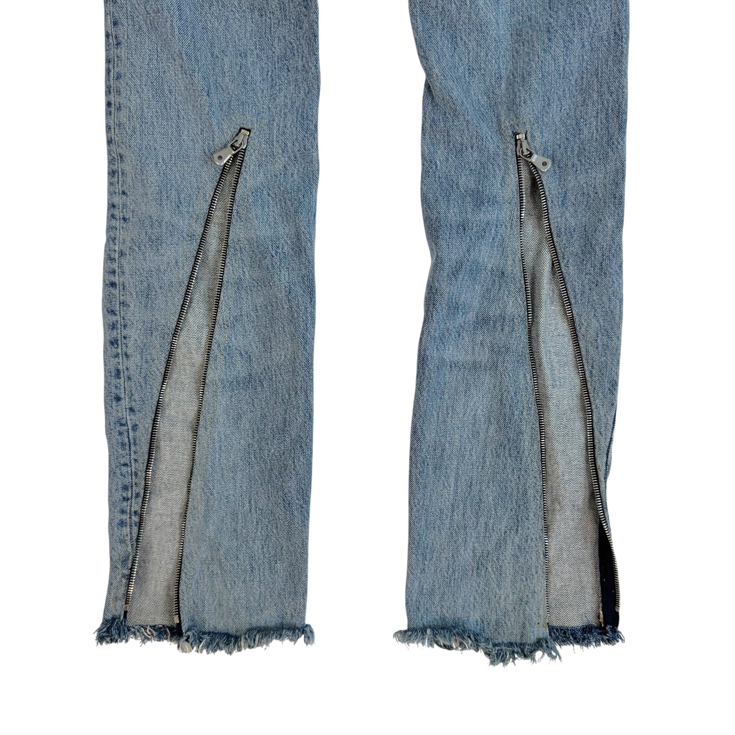 Dolce & Gabbana Light Wash Zipper Jeans Raw Hem Straight Fit