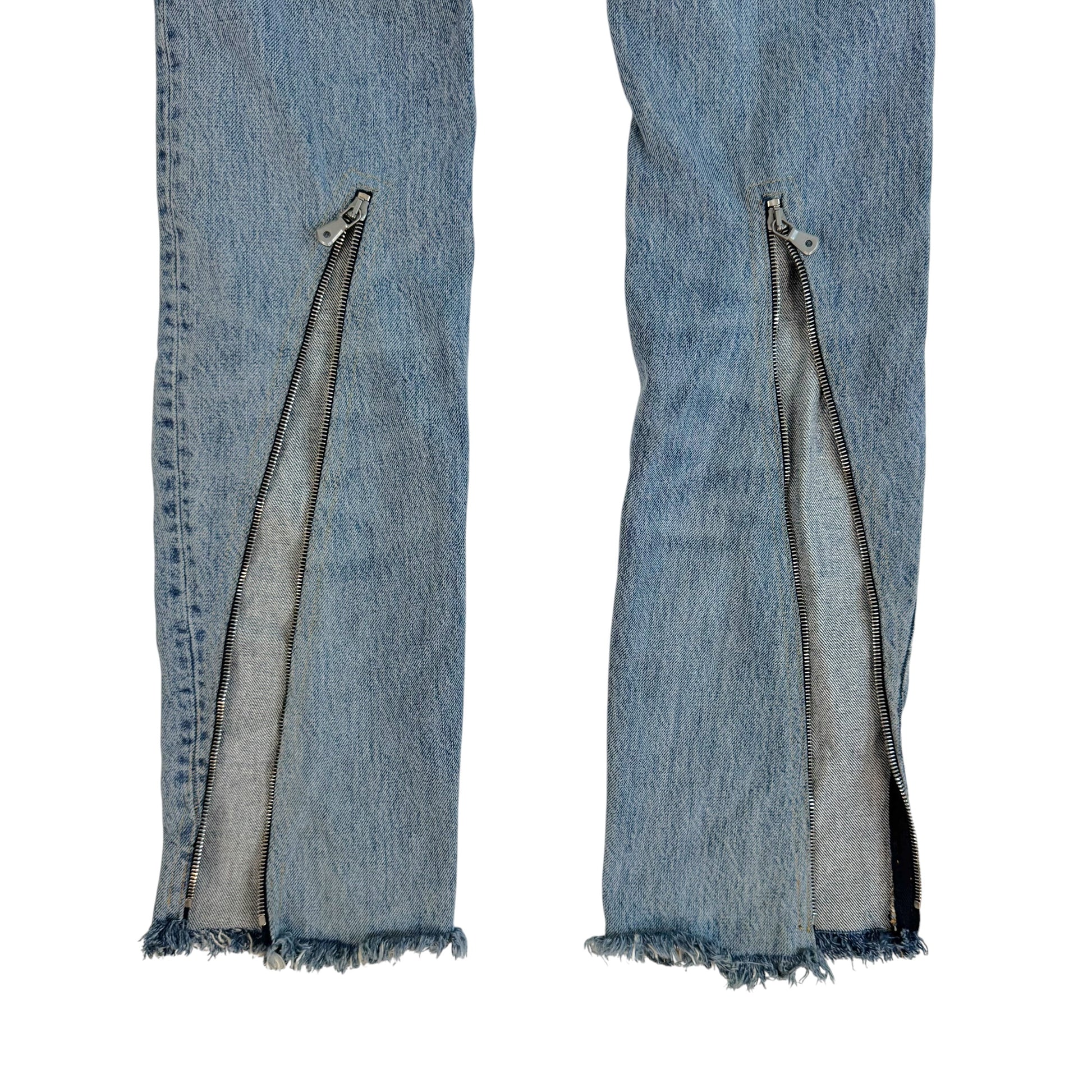 Dolce & Gabbana Light Wash Zipper Jeans Raw Hem Straight Fit