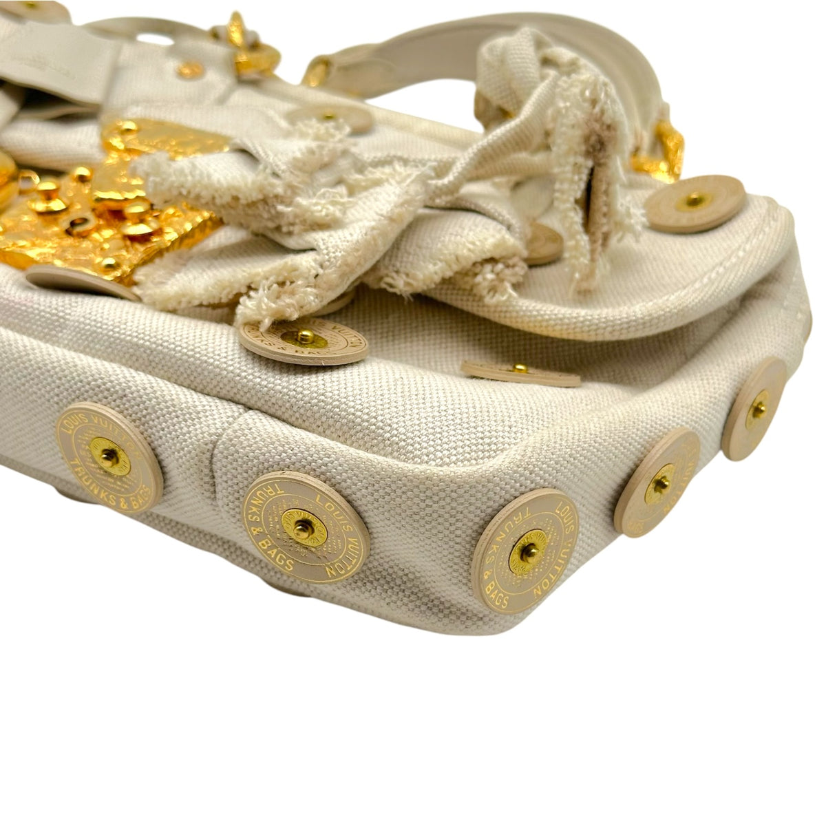 Louis Vuitton Ivory Gold Handbag with Gold Accents