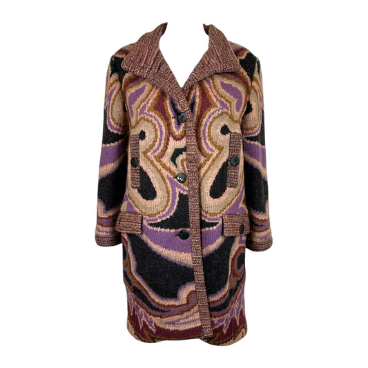 Missoni Pink & Purple Patterned Wool Knit 3/4 Sleeve Jacket