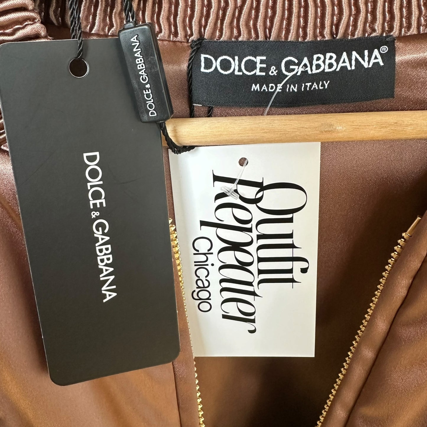 Dolce & Gabbana Dusty Rose Oversized Cropped Satin Bomber Jacket