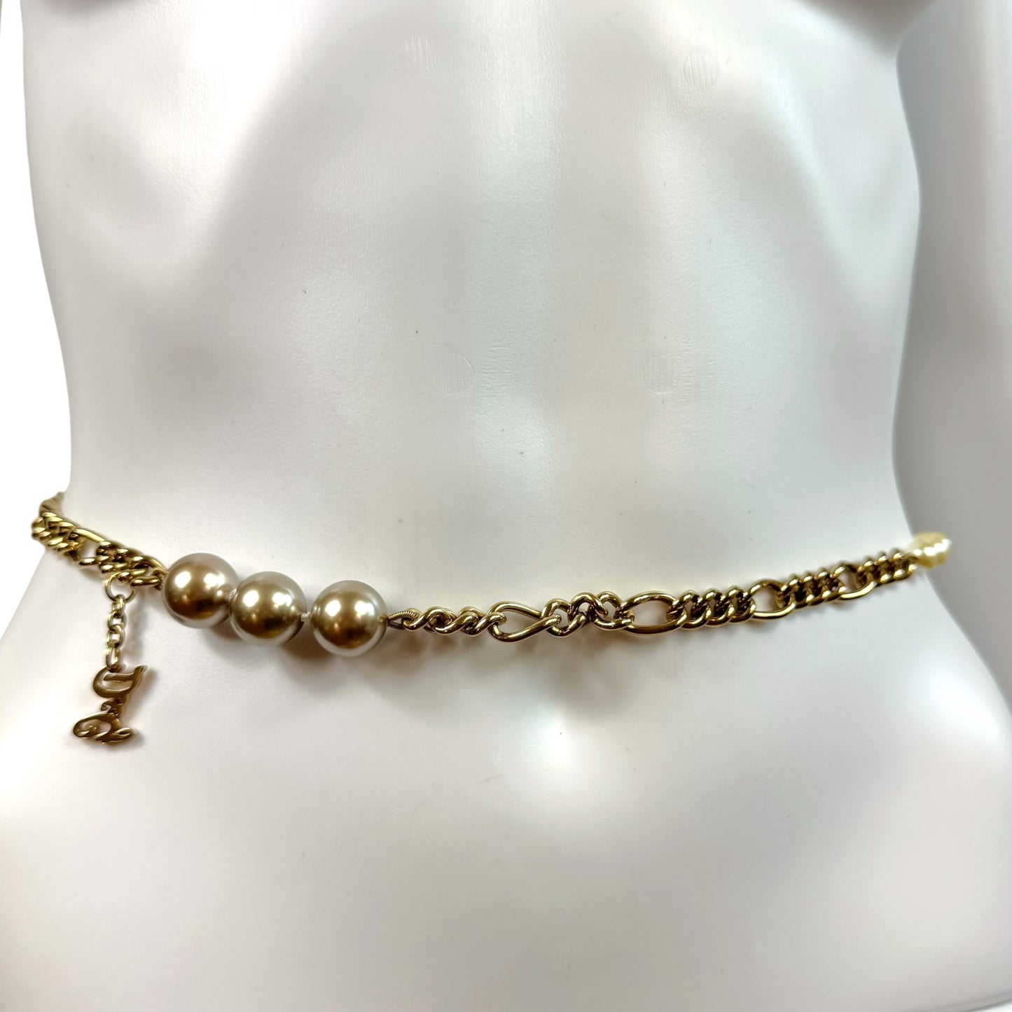 D&G Dolce & Gabbana Gold Pearl & Chain Wrap Necklace