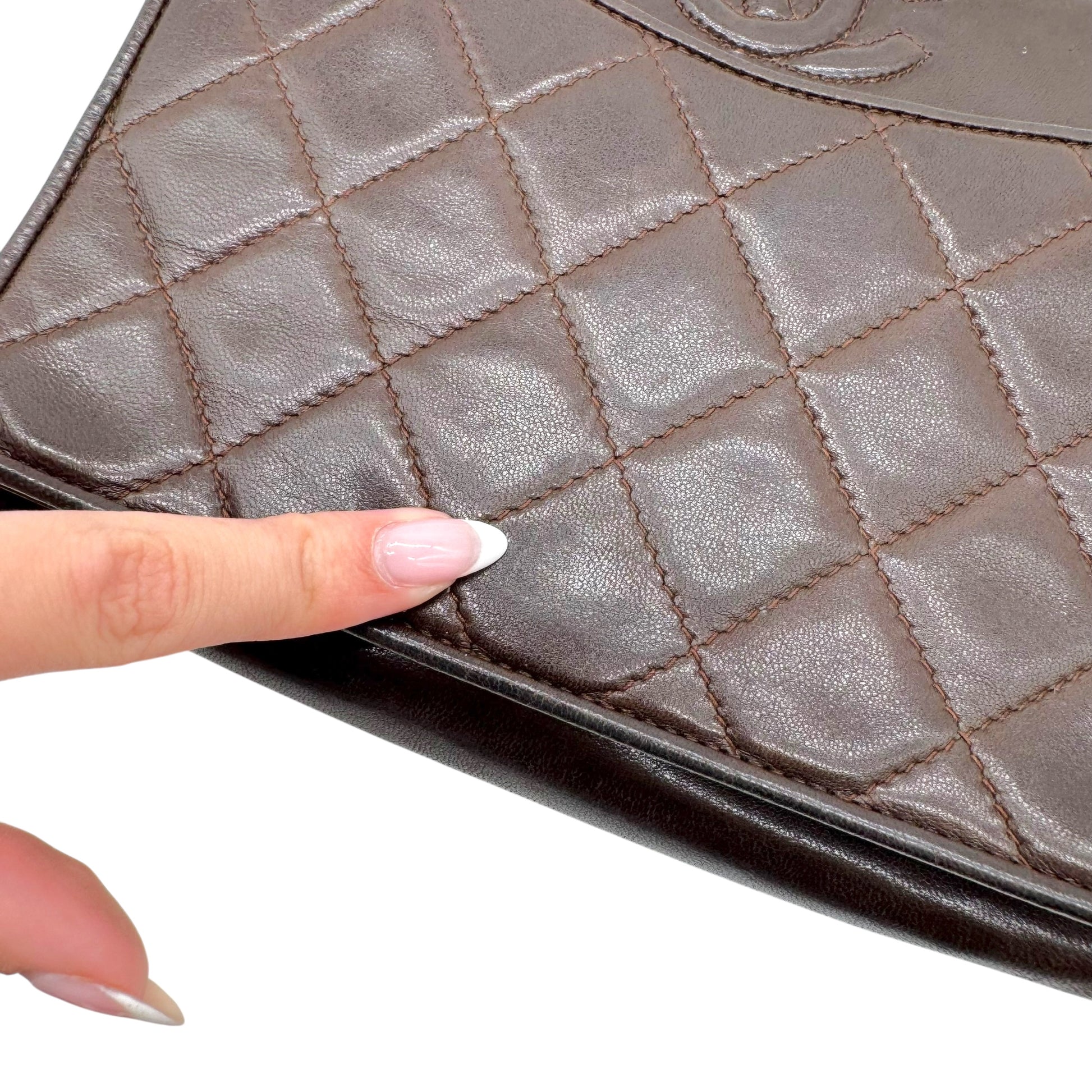 Chanel Chocolate Brown Lambskin Matelasse Quilted Crossbody Bag 1981-91 - Outfit Repeater