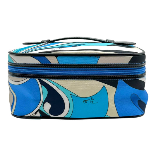Emilio Pucci Blue Printed Top Handle Mini Vanity Bag