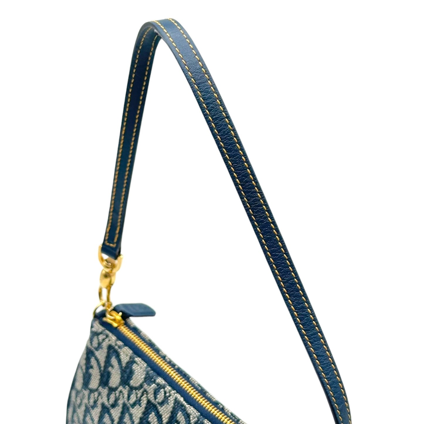 Christian Dior Navy Blue Trotter Monogram Mini Saddle Bag