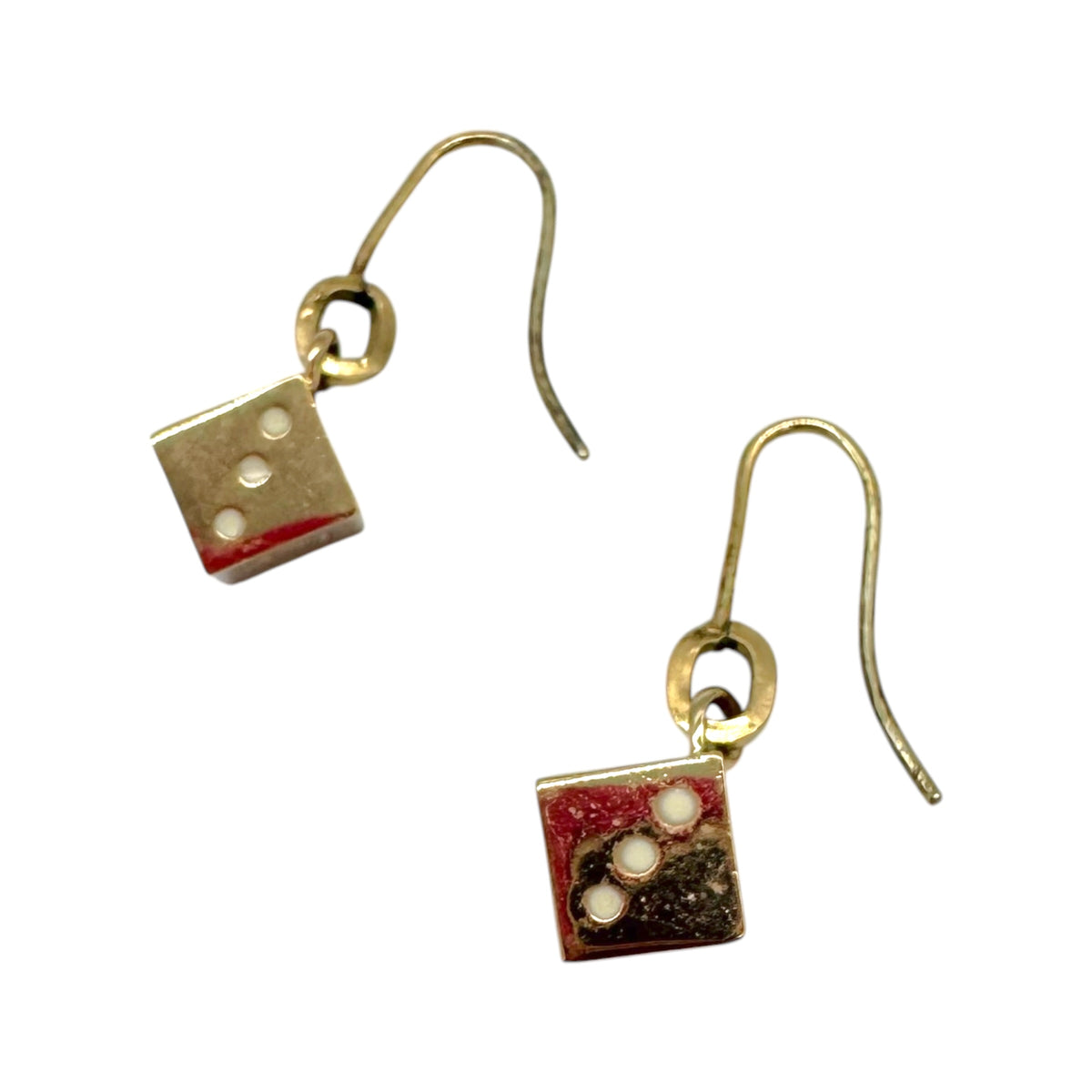 Christian Dior Gold Mini Dice Dangly Earrings