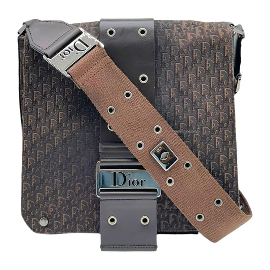 Christian Dior Dark Brown Trotter Monogram Street Chic Crossbody Satchel Bah