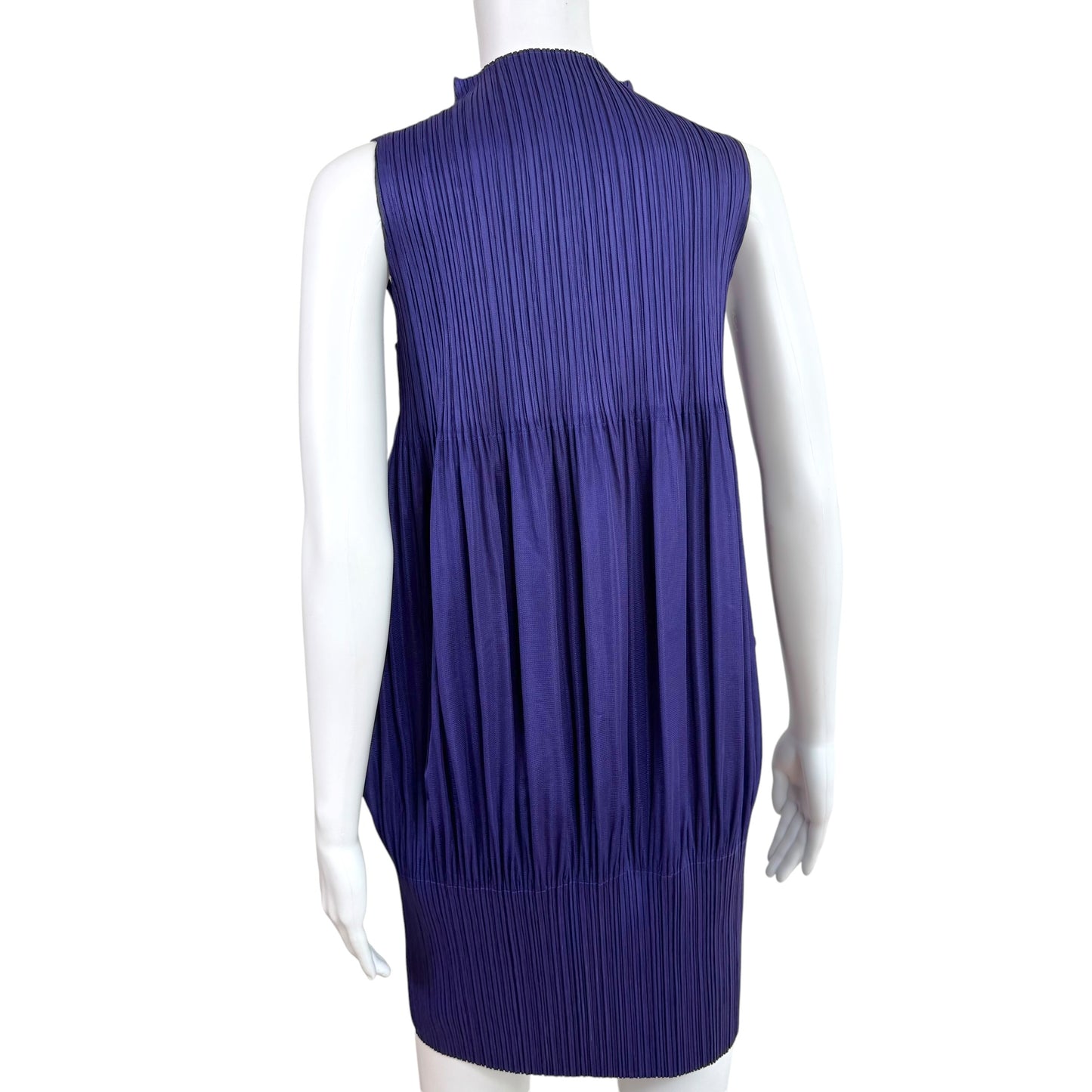 Issey Miyake Pleats Please Purple Turtleneck Balloon Style Pleated Mini Dress Sz 3