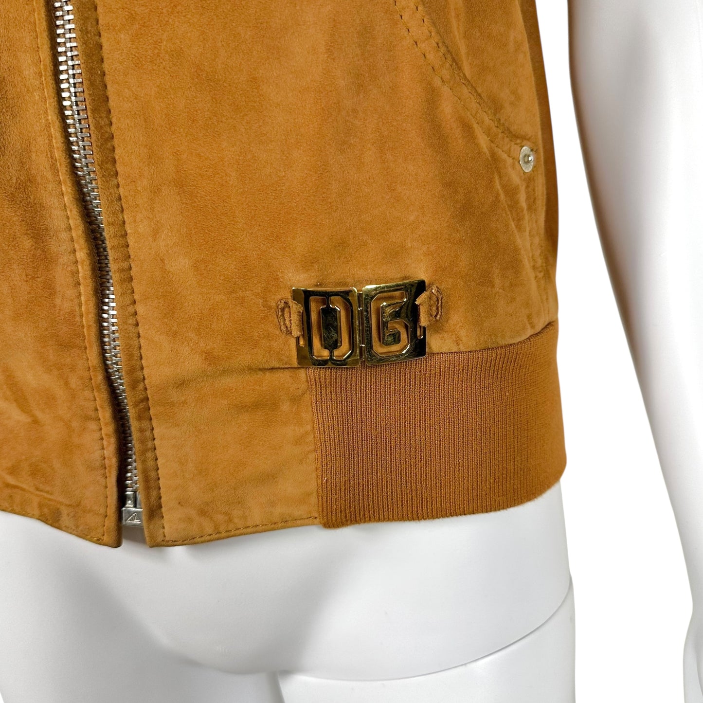 Dolce & Gabbana Brown Suede Hooded Logo Charm Vest