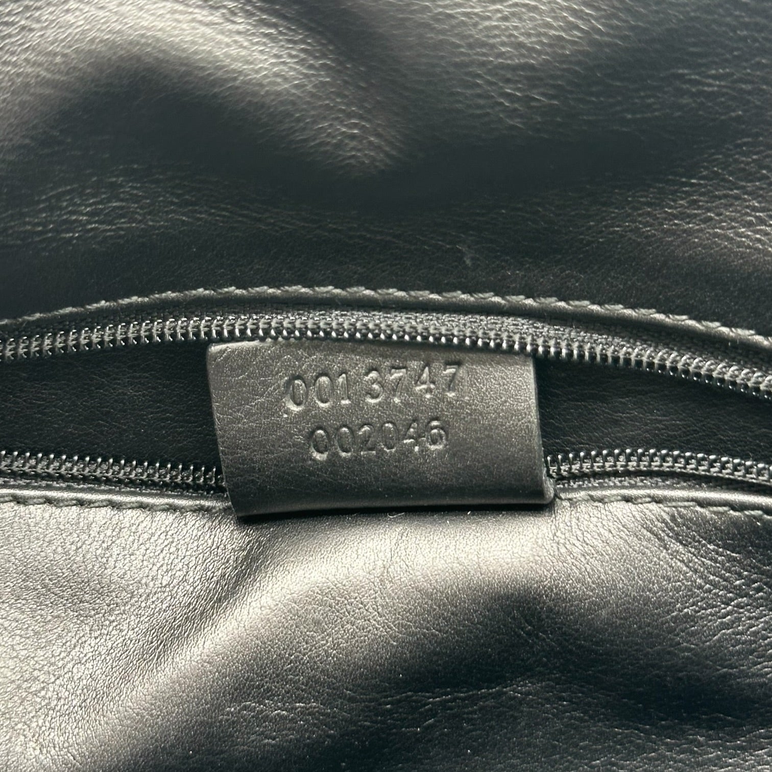 Gucci Black Embossed Suede Shoulder Bag with Metal Strap