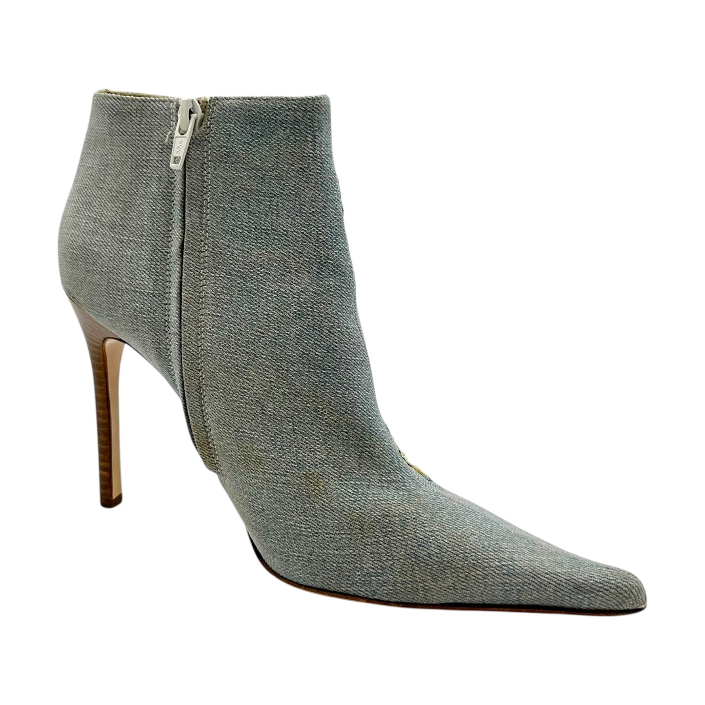 Roberto Cavalli Denim Floral Embroidered Heeled Booties - Outfit Repeater