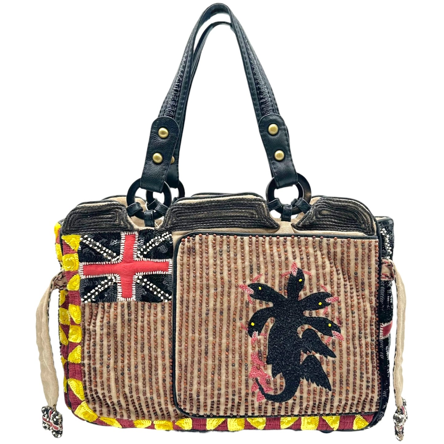 Jamin Puech Beaded & Sequin Union Jack Mini Tote Handbag
