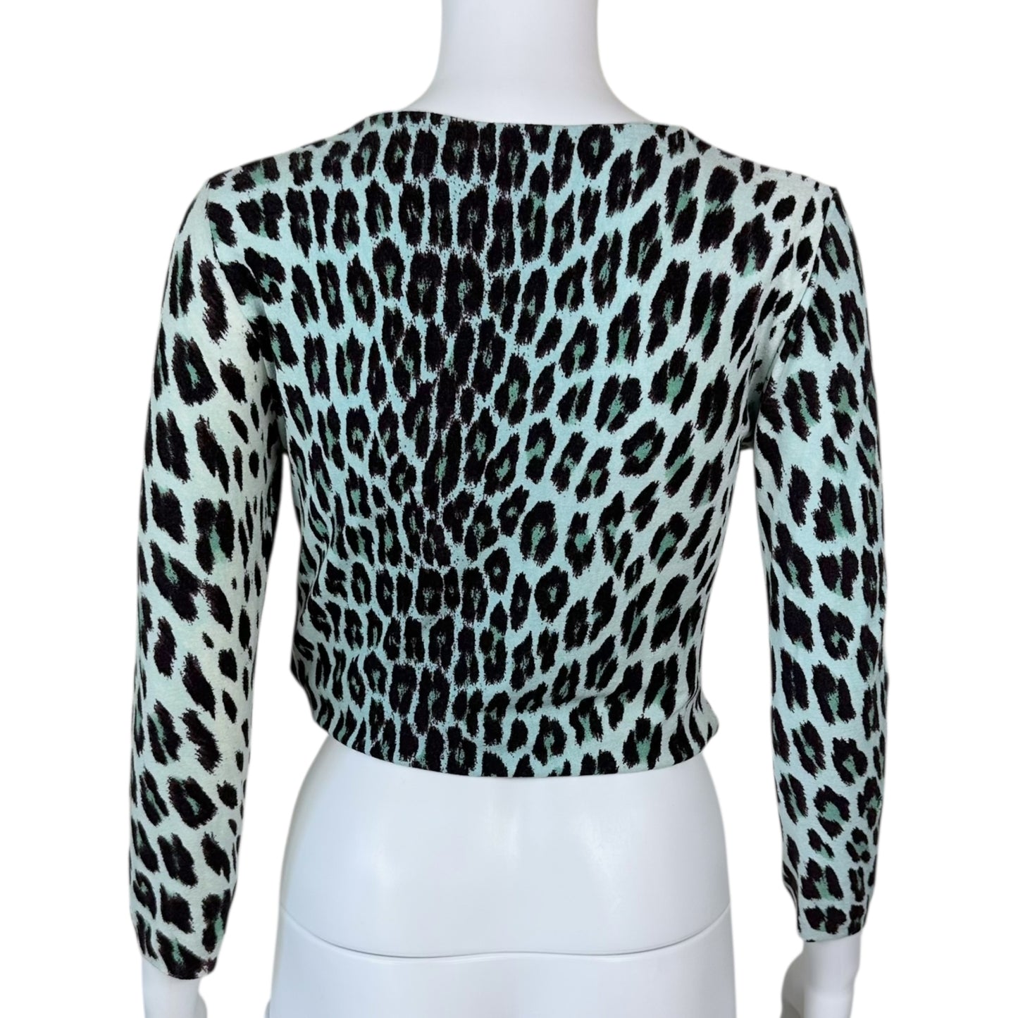 Blumarine Blue Leopard Print Knit Wrap Top NEW