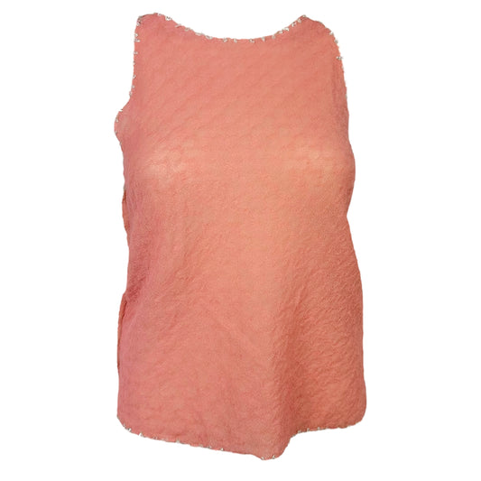Fendi by Karl Lagerfeld Pink Beaded Knit Tank Blouse NEW