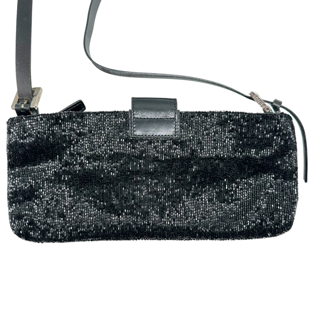 Fendi Black Beaded Crossbody Baguette Bag