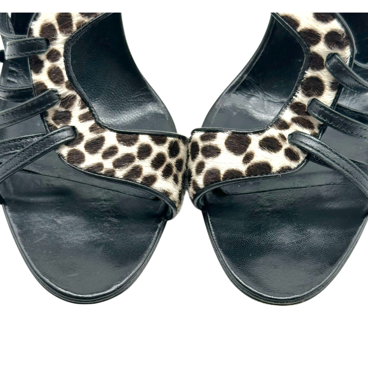 Manolo Blahnik Spotted Ponyhair Strappy Heeled Sandals