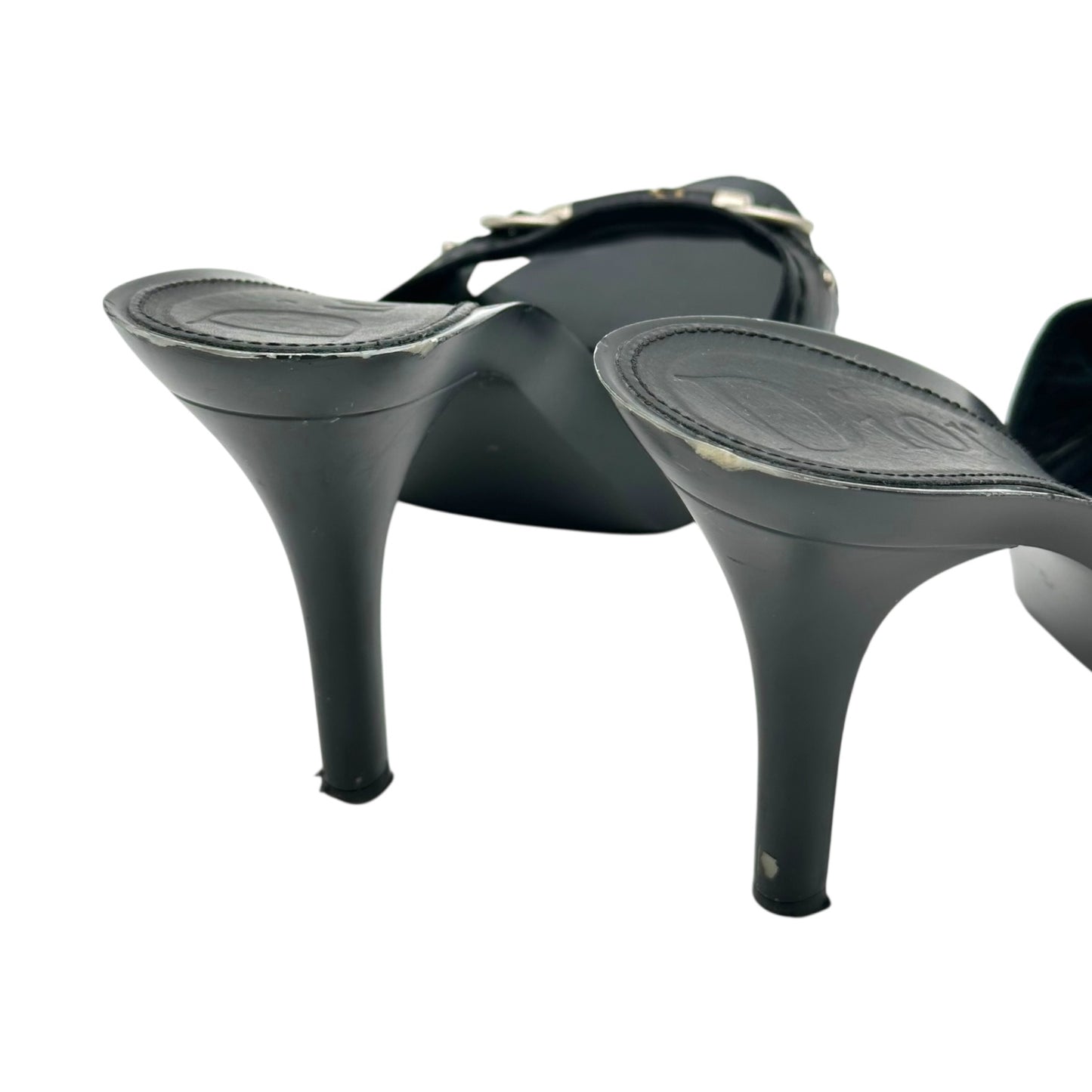 Christian Dior Black Logo Mule Heels