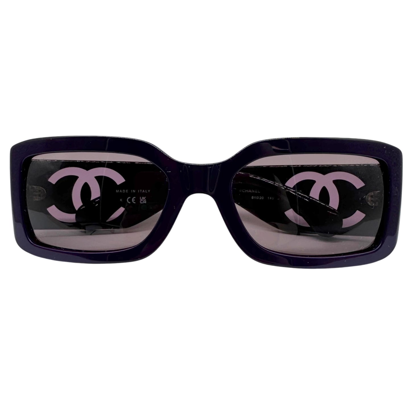 Chanel Purple Transparent Oversized Rectangle Sunglasses