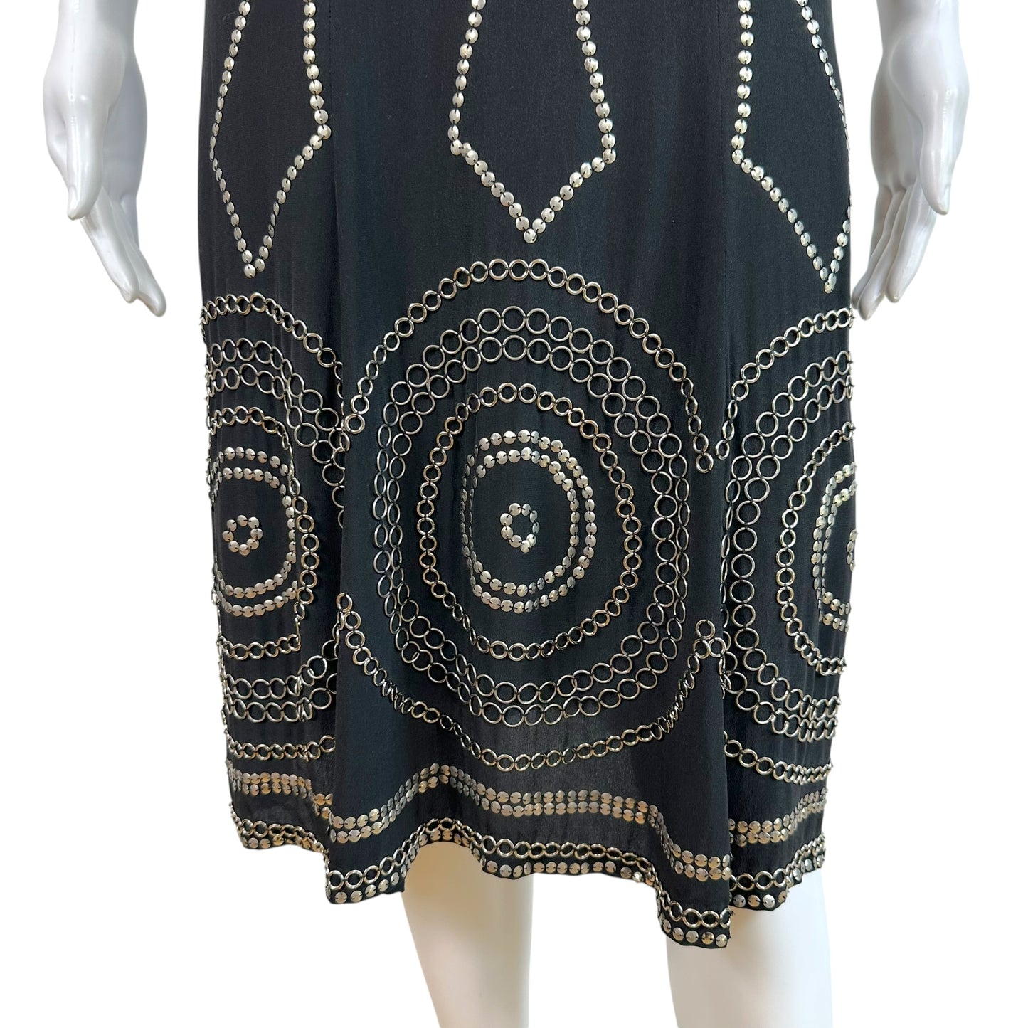 Roberto Cavalli Black Silk Maxi Dress with Metal Embellishments