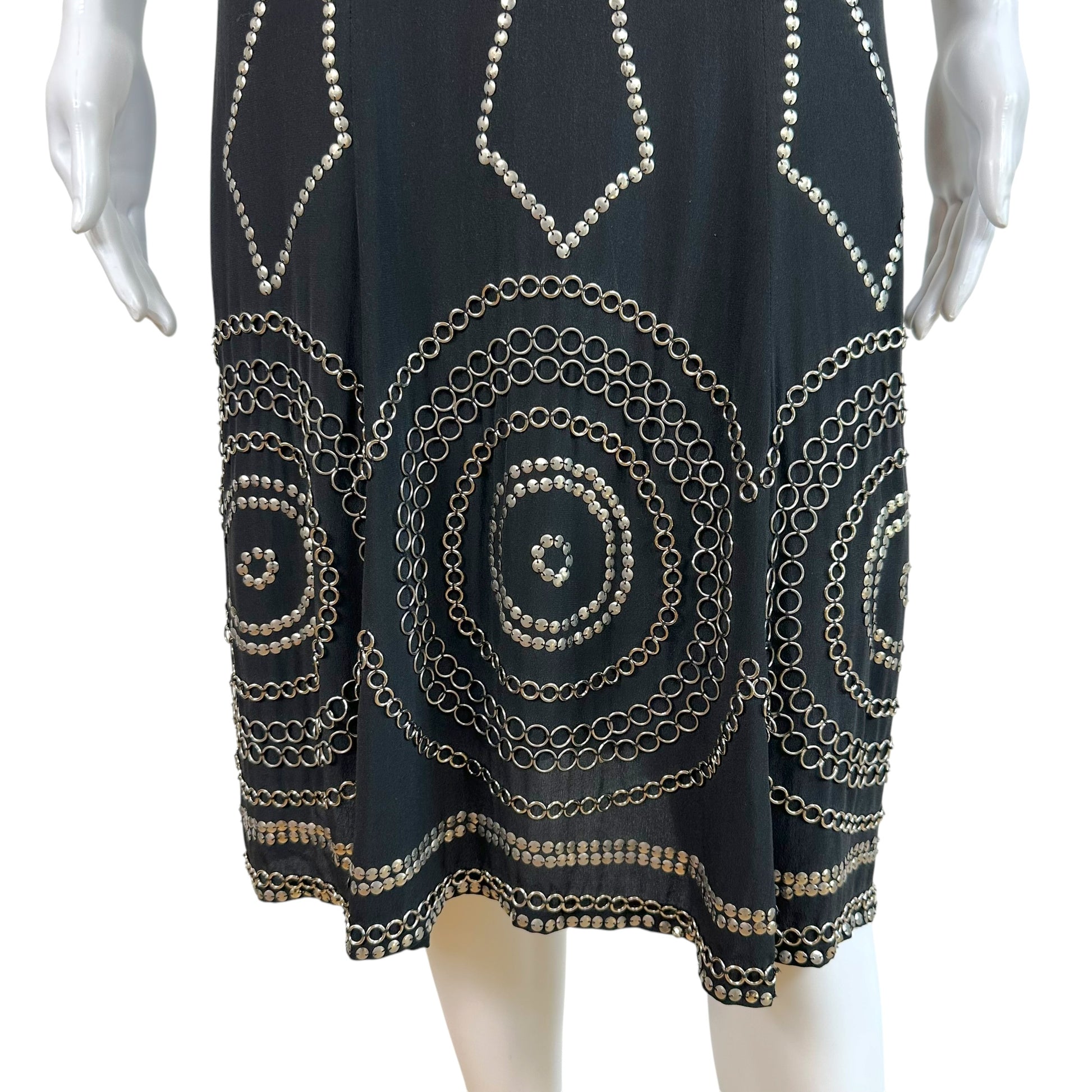 Roberto Cavalli Black Silk Maxi Dress with Metal Embellishments