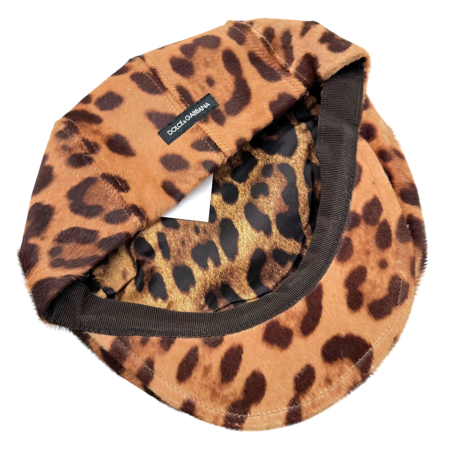 Dolce & Gabbana Leopard Print Ponyhair Newsboy Hat