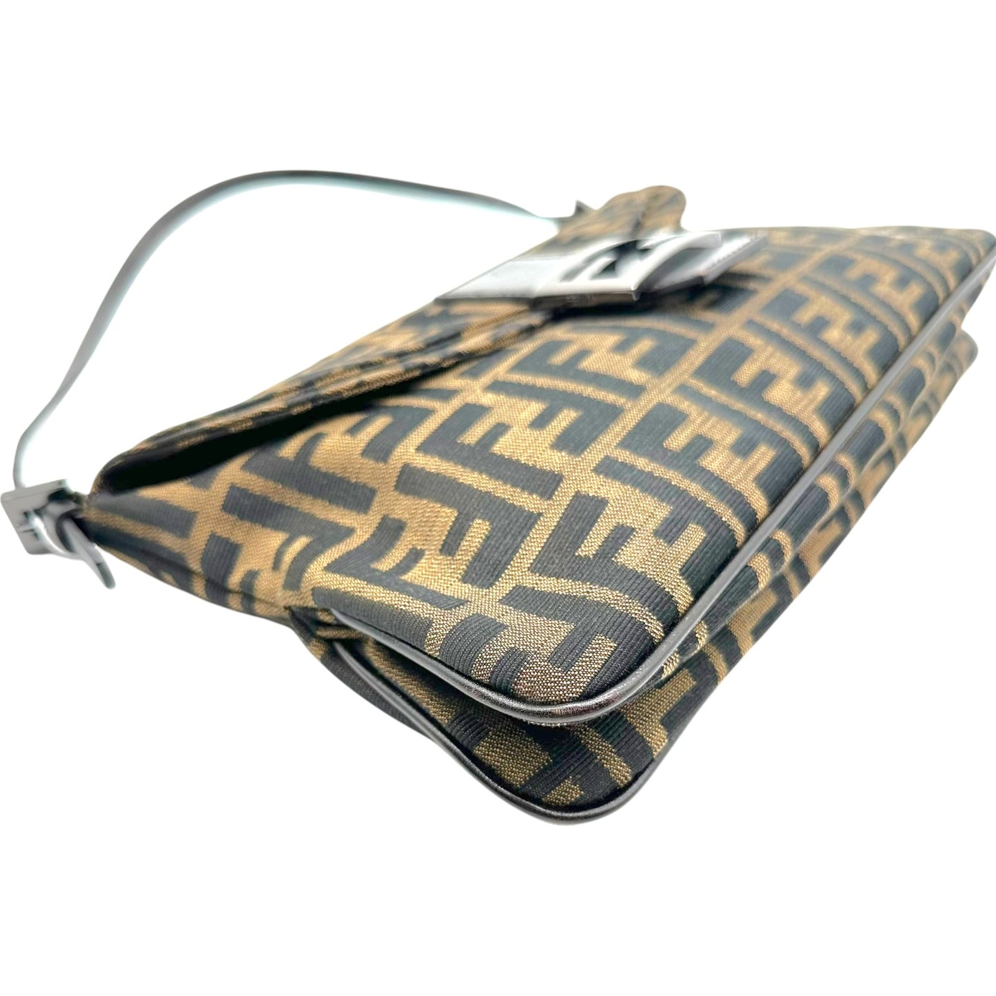 Fendi Large Baguette Bag Zucca Monogram Fold-Over Design