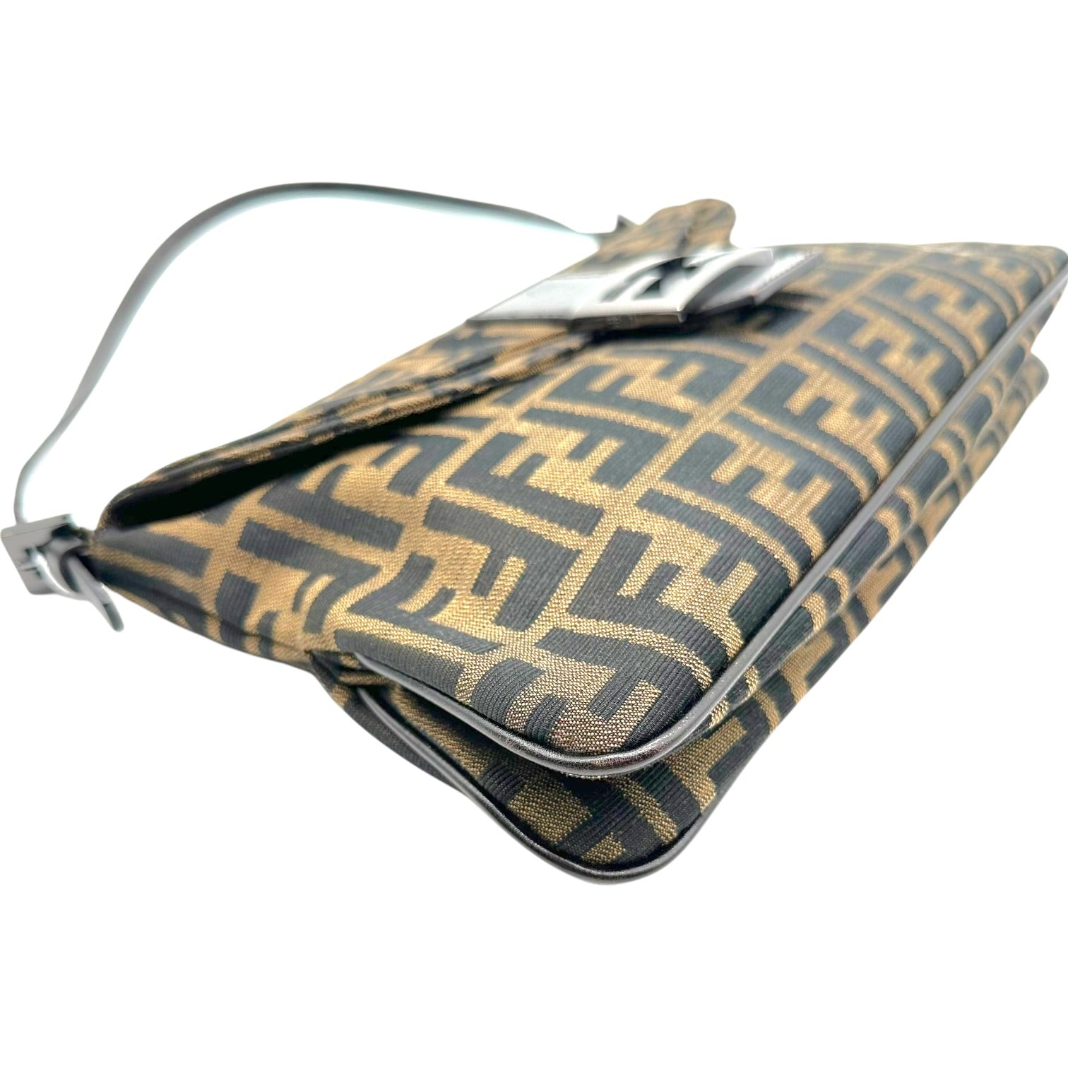 Fendi Large Baguette Bag Zucca Monogram Fold-Over Design