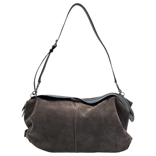 Loewe Brown Suede & Black Leather Slouchy Shoulder Bag - Outfit Repeater