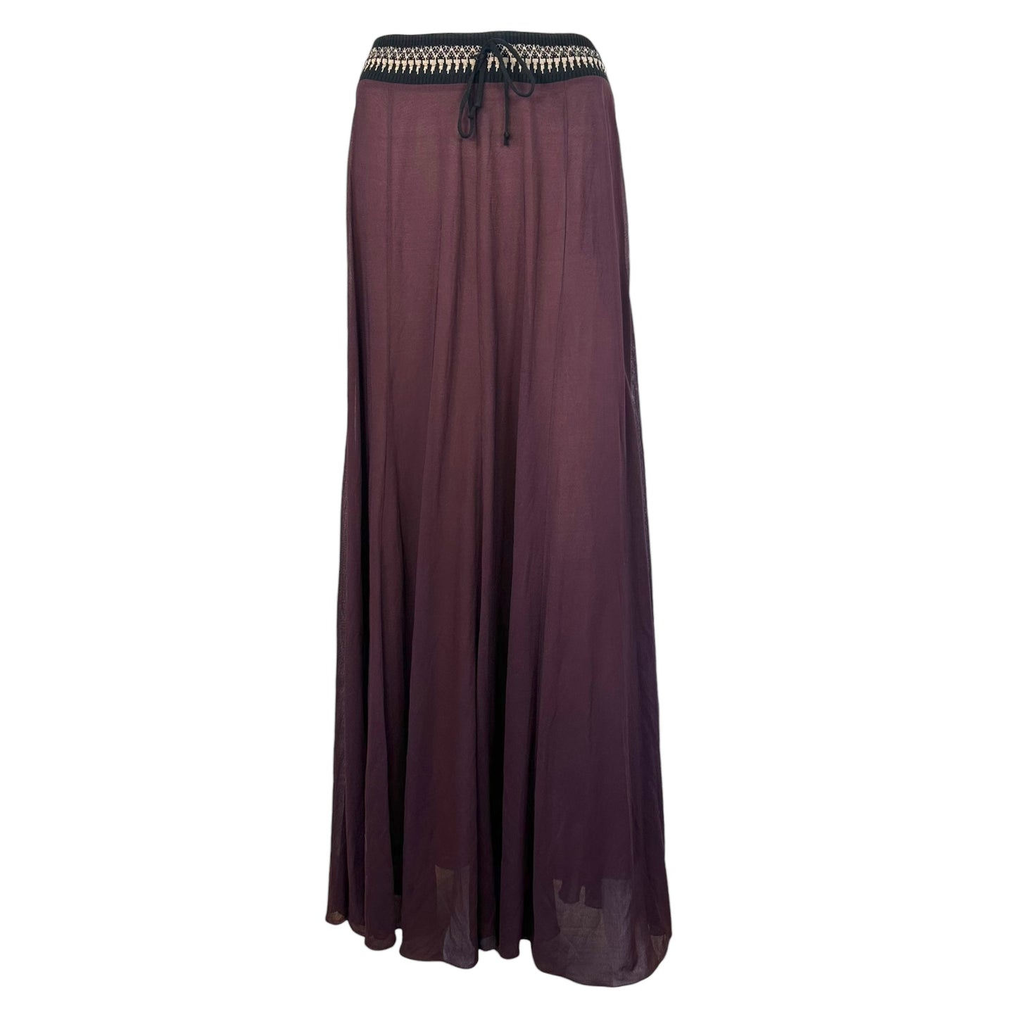 Jean Paul Gaultier Soleil Burgundy Mesh & Tie Waist Maxi Skirt