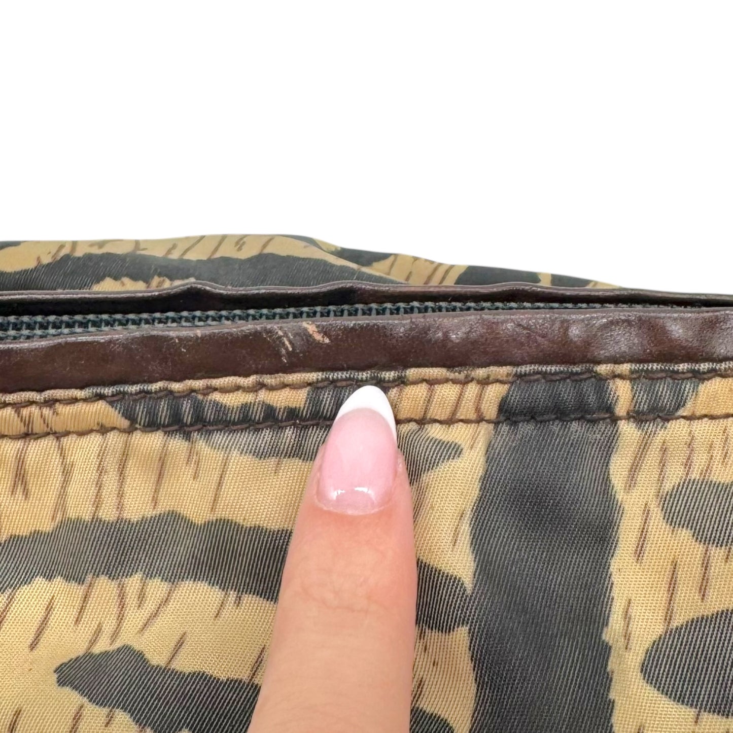 Prada Brown Zebra Print Nylon & Leather Shoulder Tote Bag - Outfit Repeater