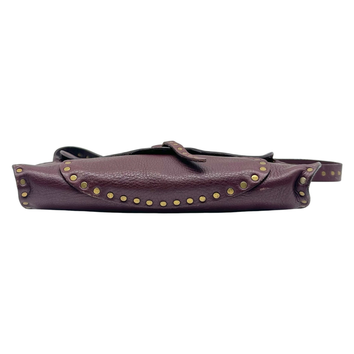 Celine Burgundy Leather Studded Shoulder Bag