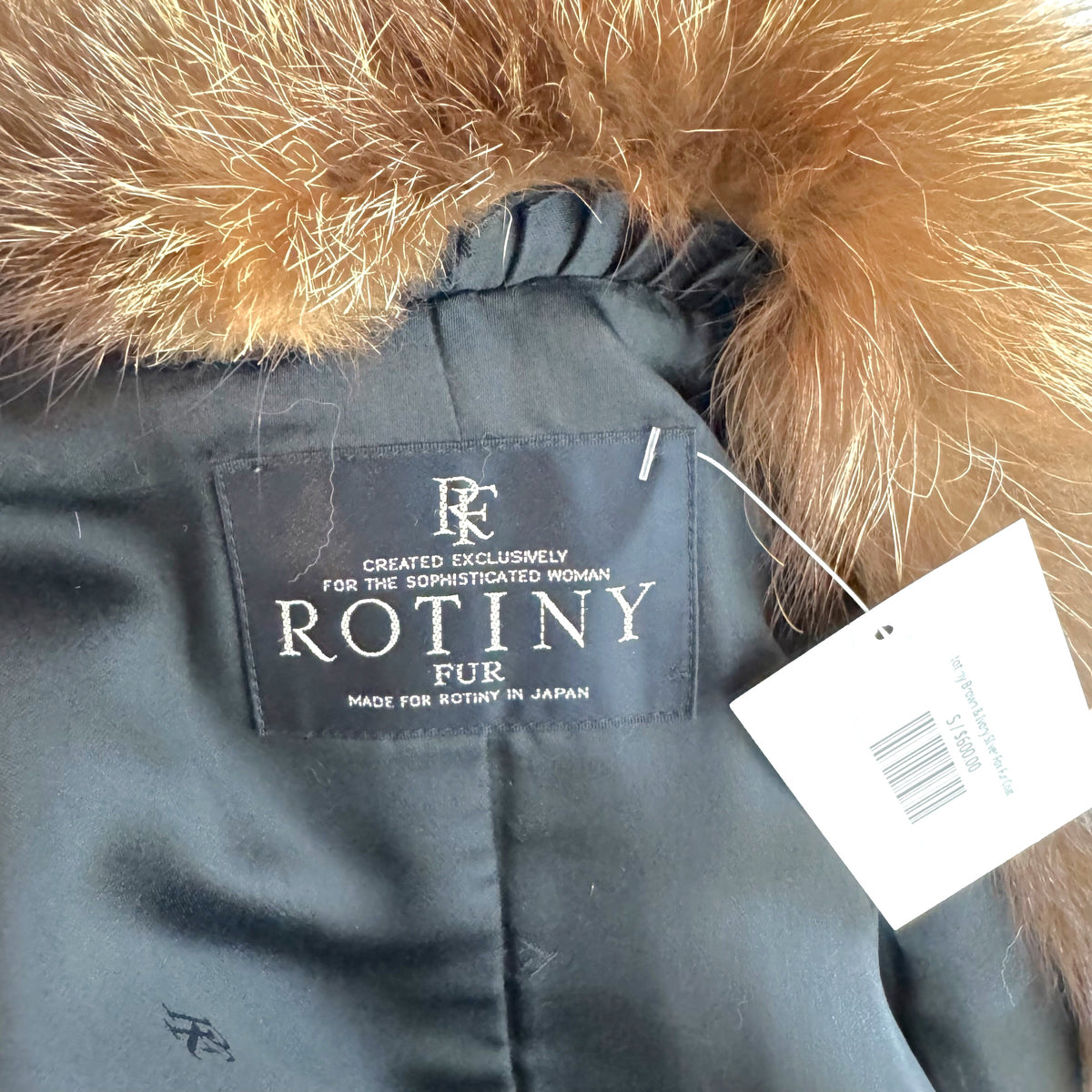 Rotiny Silver Fox Fur Coat Brown Ivory 1990s Vintage