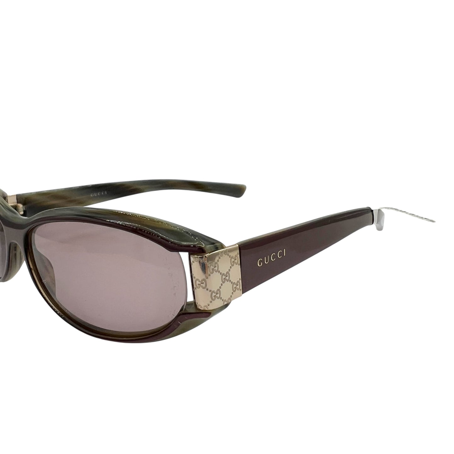 Gucci Burgundy & Gray Monogram Side Oval Sunglasses 2549/S