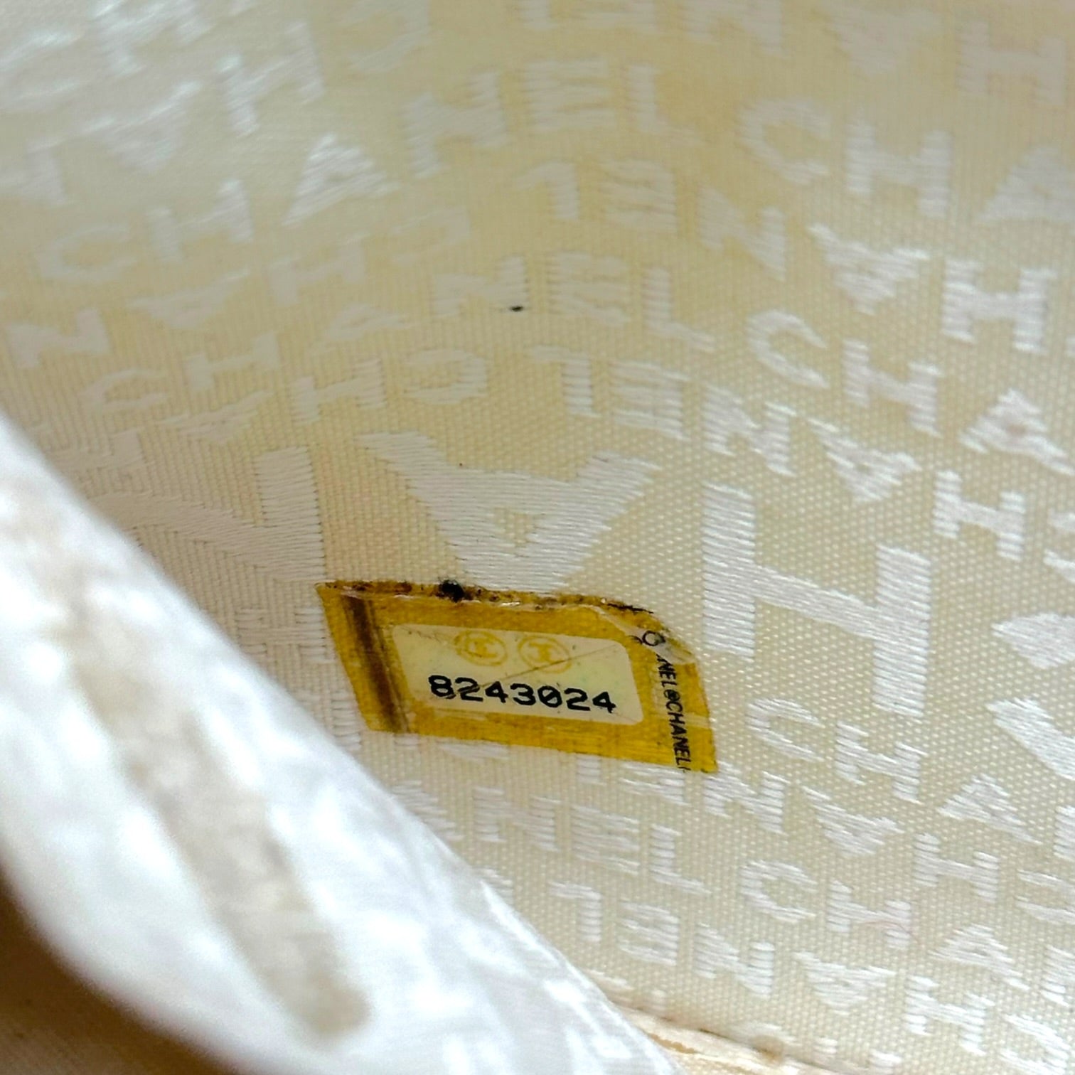 Chanel Canvas Shoulder Bag Gray White Chocolate Bar CC Logo