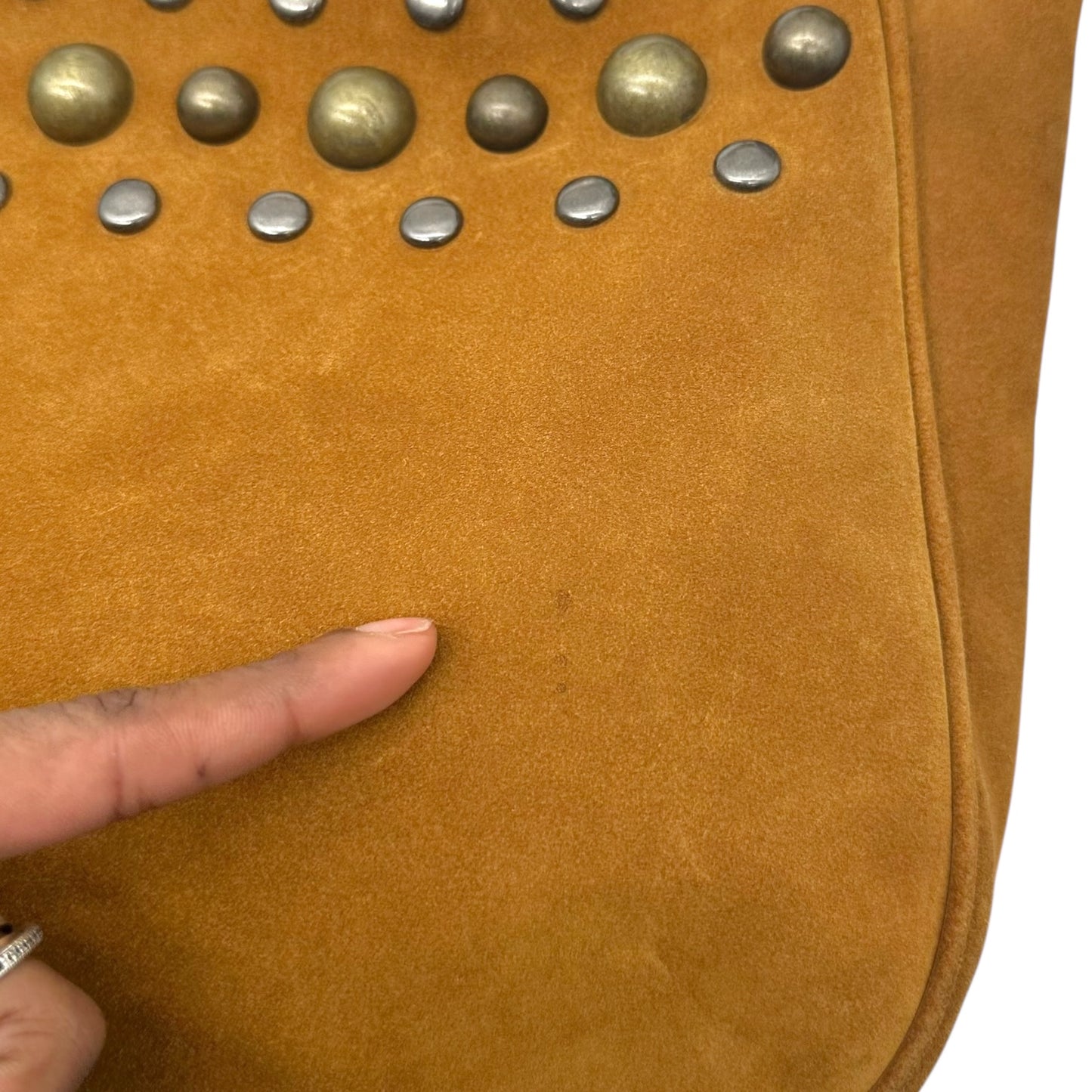 Dolce & Gabbana Tan Suede Studded Hobo Bag - Outfit Repeater