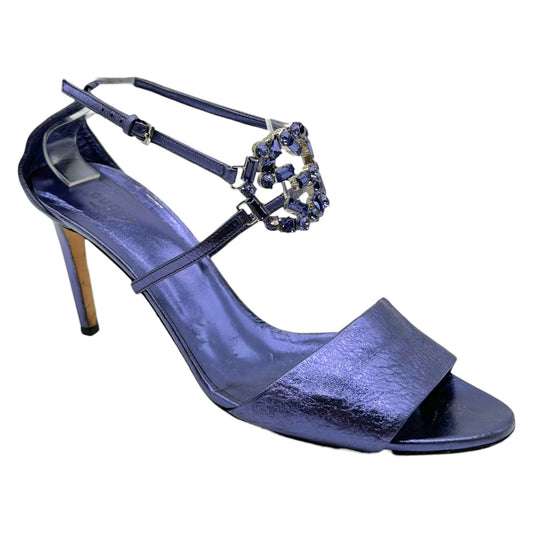 Gucci Purple Metallic Crystal GG Logo Sandal Heels